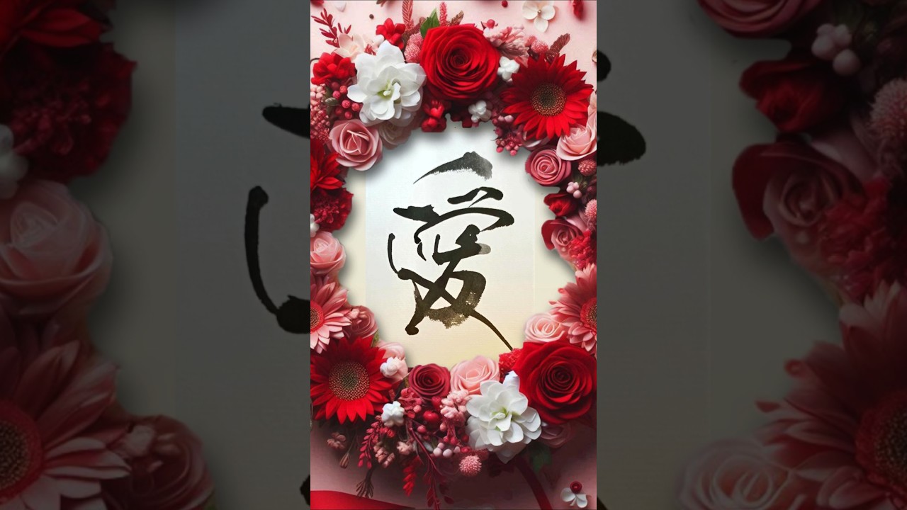 Japanese Calligraphy 愛 A Gently Given Flower of Love #書道 #書道アート #valentinesday