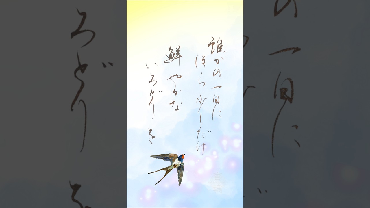 心が晴れる言葉「誰かの一日にほら少しだけ鮮やかな彩りを」YOASOBI『ツバメ』より#書道 #japanesecalligraphy #癒し